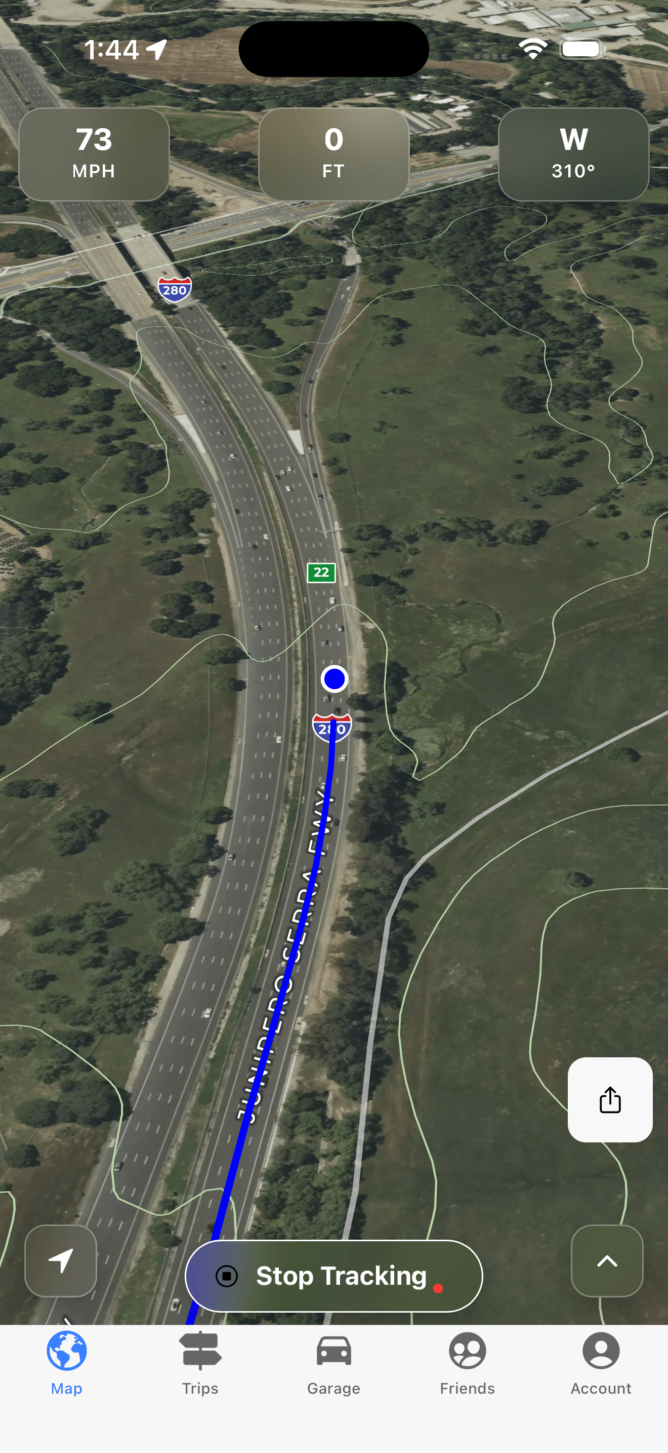 Tracking a trip live on the map